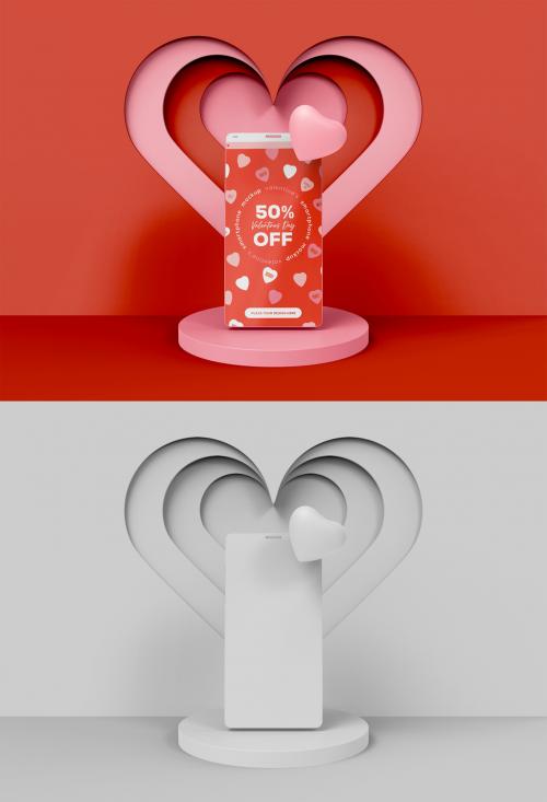 3D Valentine's Day Smartphone Mockup - 476113941