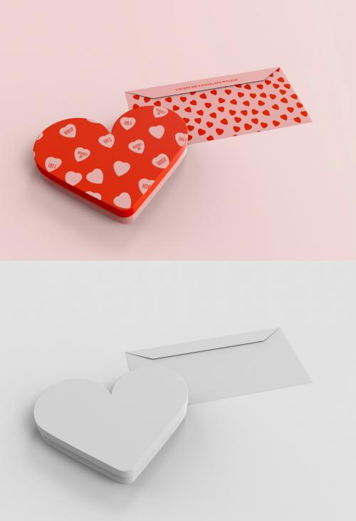 3D Valentine's Letter and Box Mockup - 476113947