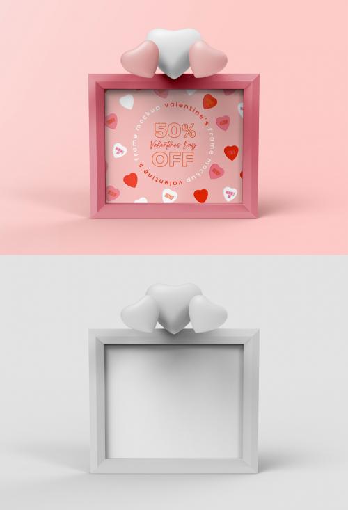3D Valentine's Day Ad Frame Mockup - 476113953