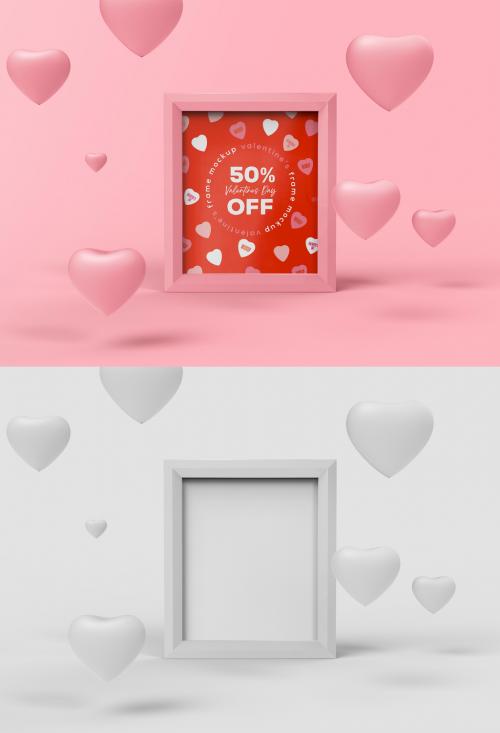 3D Valentine's Day Frame Mockup - 476113968