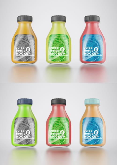 Set of 3 Juice Plastic Bottle Mockup - 476311337