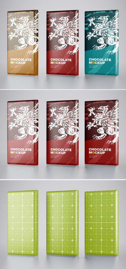 Set of 3 Chocolate Bar Packaging Mockup - 476311340