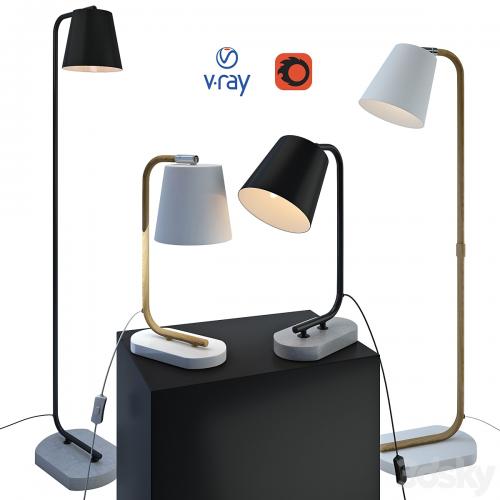 CONA, table and floor lamps, from the company LUCIDE, Belgium.