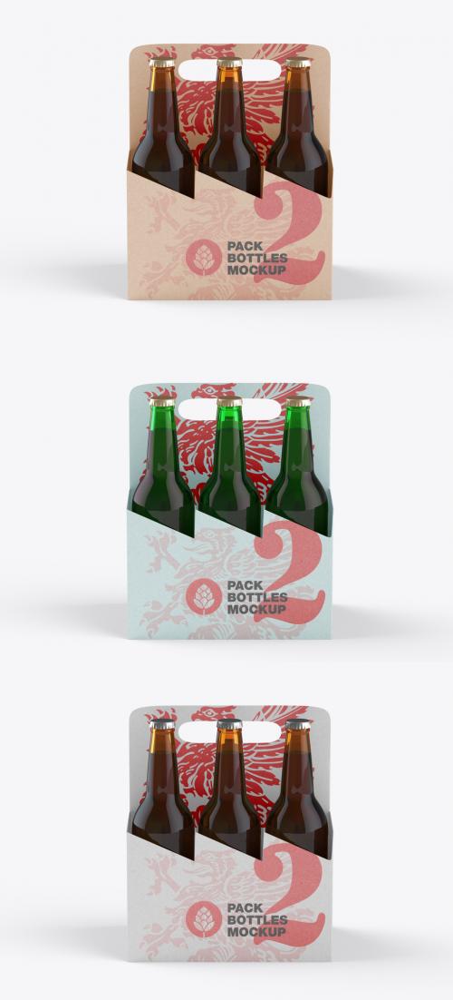 Kraft Paper Pack Beer Bottle Carrier Mockup - 476665575