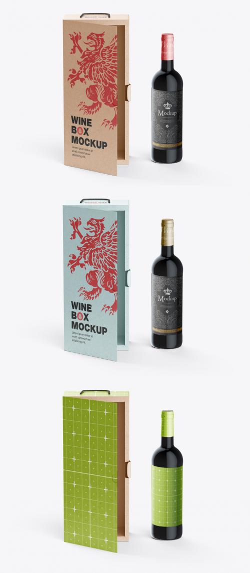 Kraft Box for Wine Bottle Mockup - 476665581