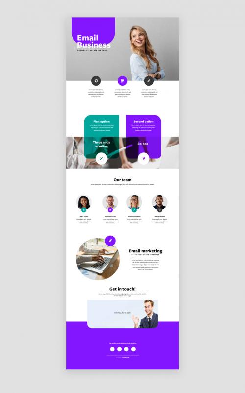 Modern Email Newsletter Layout with Purple and Teal Accent - 478610194