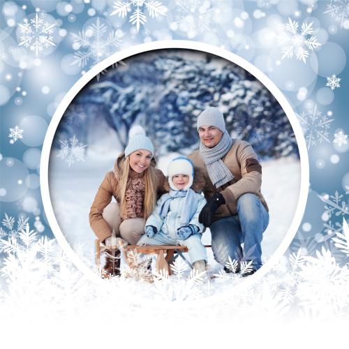 Frost Winter Family Photo Card Layout - 478874162