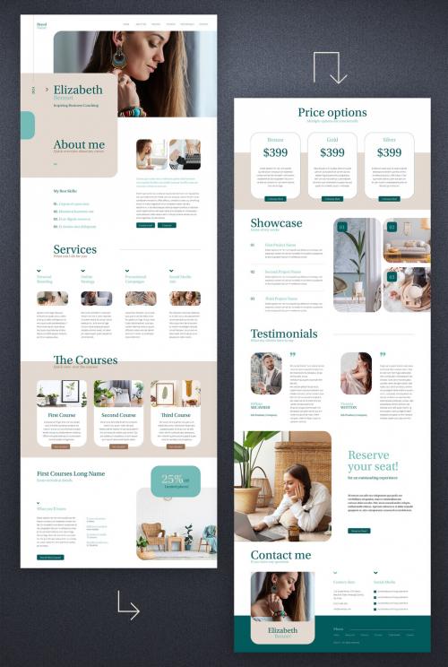 Website Design for Coaches with Turquoise and Beige Accents