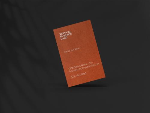 Vertical Business Card Mockup with Editable Background