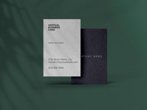 Vertical Business Card Mockup with Editable Background