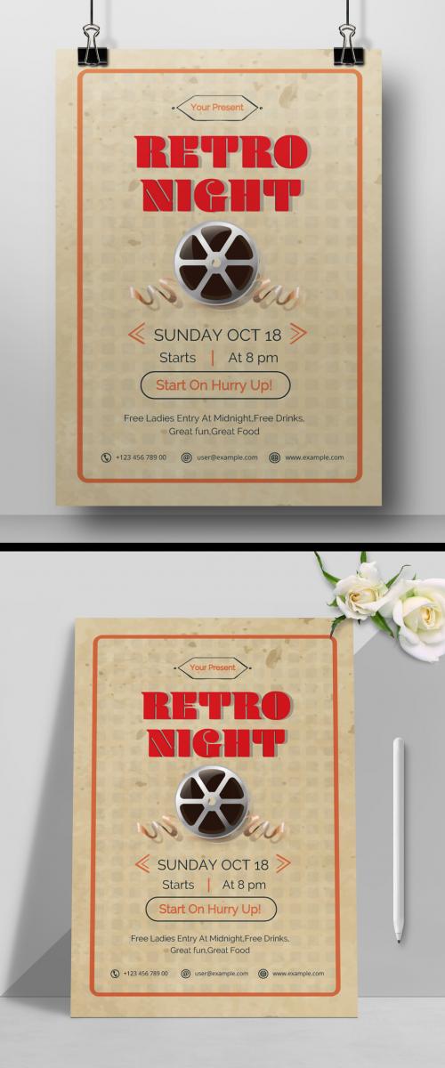 Retro Style Party Flyer Layout
