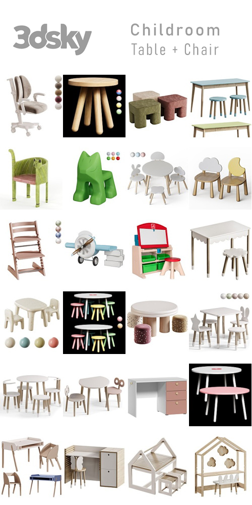 3DSky - Childroom - Table + Chair 3DSky - Childroom - Table + Chair