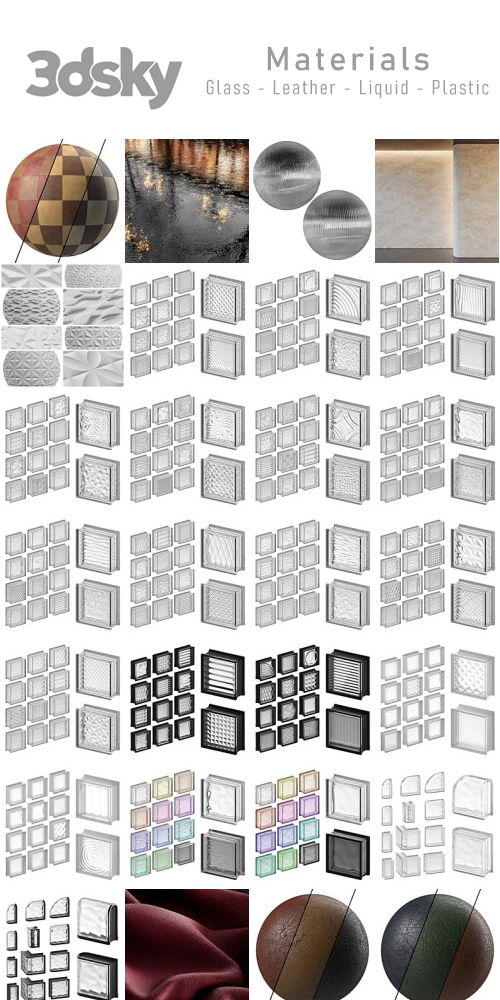 3DSky - Materials - Glass - Leather - Liquid - Plastic 3DSky - Materials - Glass - Leather - Liquid - Plastic