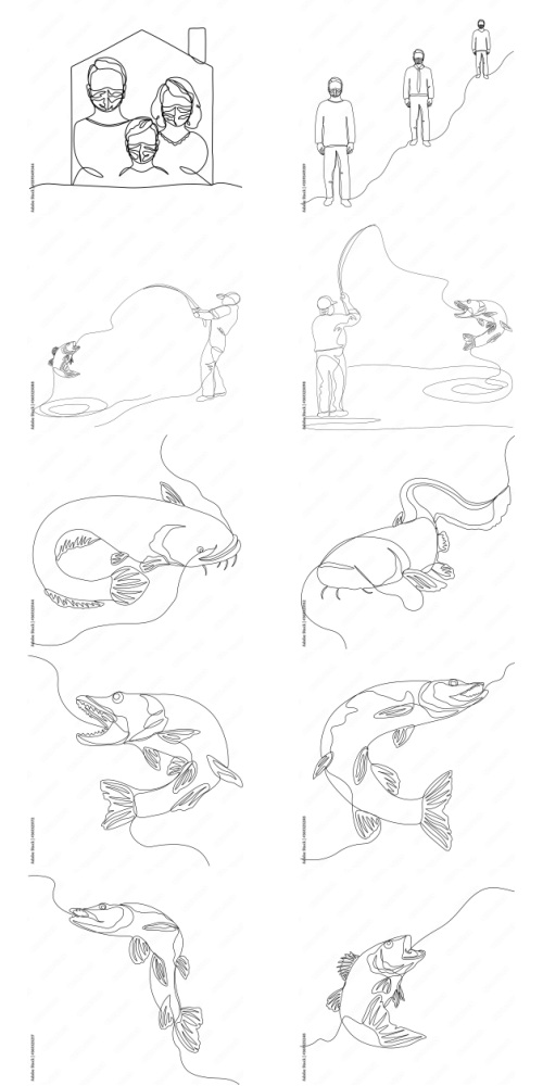 Continuous Line Vector Figure 225xAI