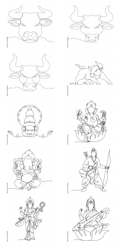 Continuous Line Vector Figure 225xAI