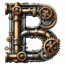 Steampunk Watercolor Metal Alphabet 26xPNG