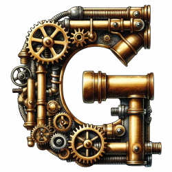 Steampunk Watercolor Metal Alphabet 26xPNG