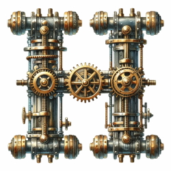 Steampunk Watercolor Metal Alphabet 26xPNG