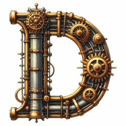 Steampunk Watercolor Metal Alphabet 26xPNG