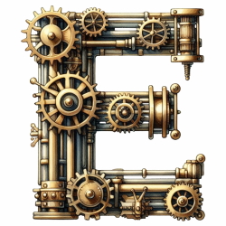 Steampunk Watercolor Metal Alphabet 26xPNG