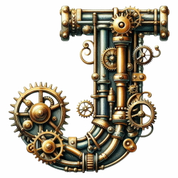 Steampunk Watercolor Metal Alphabet 26xPNG