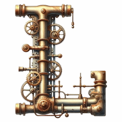 Steampunk Watercolor Metal Alphabet 26xPNG