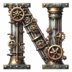 Steampunk Watercolor Metal Alphabet 26xPNG