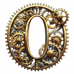 Steampunk Watercolor Metal Alphabet 26xPNG