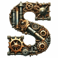 Steampunk Watercolor Metal Alphabet 26xPNG