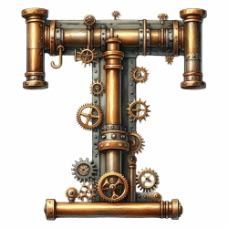 Steampunk Watercolor Metal Alphabet 26xPNG