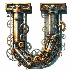 Steampunk Watercolor Metal Alphabet 26xPNG