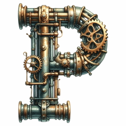 Steampunk Watercolor Metal Alphabet 26xPNG
