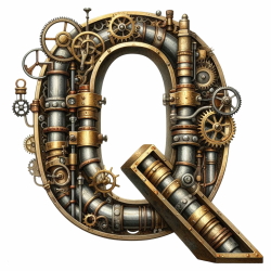Steampunk Watercolor Metal Alphabet 26xPNG