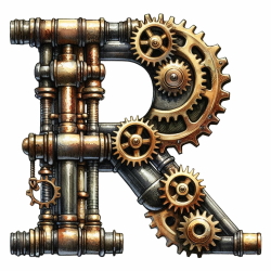 Steampunk Watercolor Metal Alphabet 26xPNG