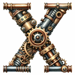 Steampunk Watercolor Metal Alphabet 26xPNG