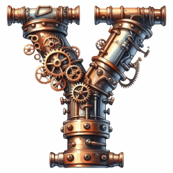 Steampunk Watercolor Metal Alphabet 26xPNG