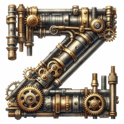 Steampunk Watercolor Metal Alphabet 26xPNG