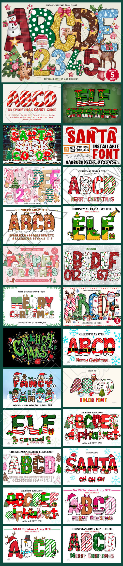 25 Colorful Christmas Decoration Fonts & Vector Elements