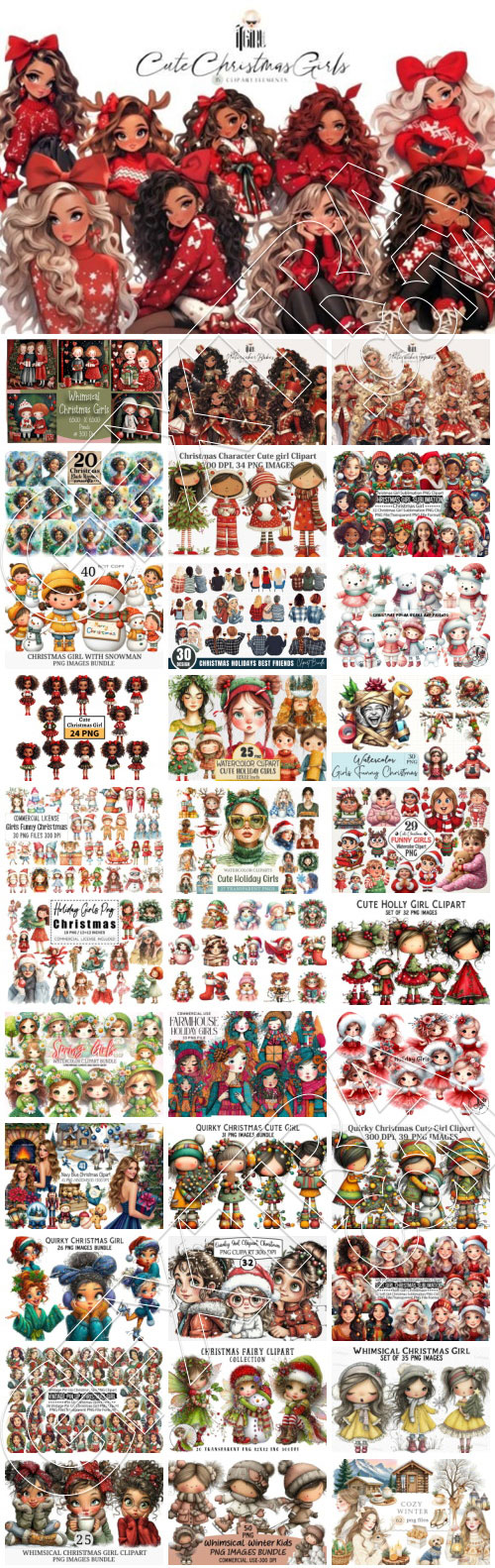 Cute Holiday Girls Bundle PNG 36 Sets
