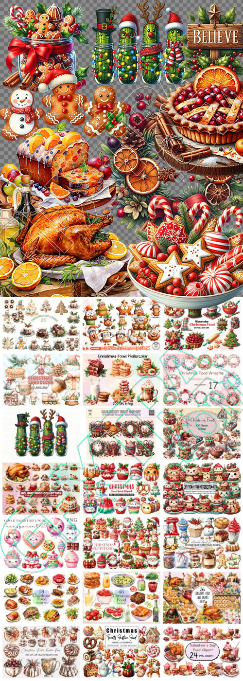 Christmas Food Graphics PNG Bundle 20 Sets
