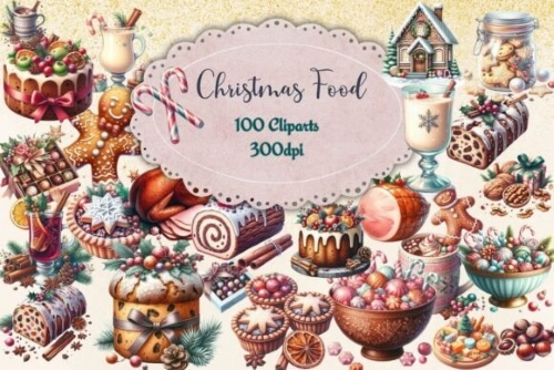 Christmas Food Graphics PNG Bundle 20 Sets