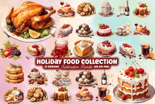 Christmas Food Graphics PNG Bundle 20 Sets