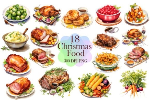 Christmas Food Graphics PNG Bundle 20 Sets