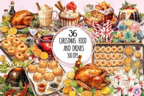 Christmas Food Graphics PNG Bundle 20 Sets