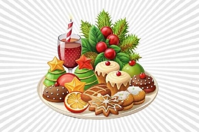 Decorated Christmas Food Isolated Cliparts 12xPNG