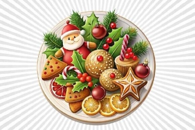 Decorated Christmas Food Isolated Cliparts 12xPNG