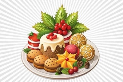 Decorated Christmas Food Isolated Cliparts 12xPNG