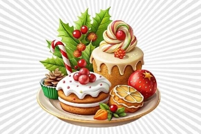 Decorated Christmas Food Isolated Cliparts 12xPNG