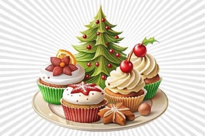 Decorated Christmas Food Isolated Cliparts 12xPNG