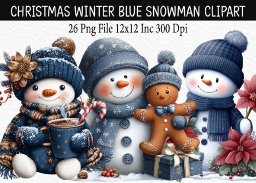 Snowman Winter Cliparts Bundle PNG 30 Sets Snowman Winter Cliparts Bundle PNG 30 Sets